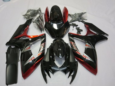 Cheap 2006-2007 Suzuki GSXR 600 / GSXR 750 Motorcycle Fairings - Red Glossy Black