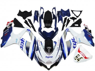 Cheap 2008-2010 Suzuki GSXR 600 / GSXR 750 Motorcycle Fairings - White Silver Blue Black Tyco