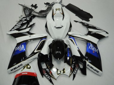 Cheap 2006-2007 Suzuki GSXR 600 / GSXR 750 Motorcycle Fairings - White Blue Glossy Black Viru