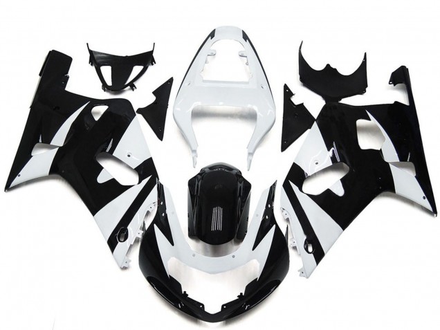 2001-2003 Suzuki GSXR 600 / GSXR 750 Motorcycle Fairings - White Glossy Black OEM Style