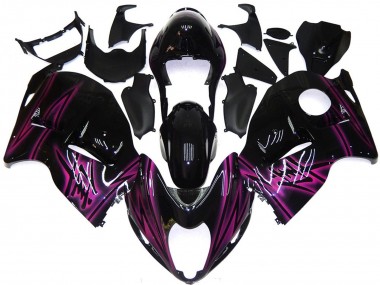 Cheap 1996-2007 Suzuki GSXR 1300 Motorcycle Fairings - Glossy Black Purple Flame