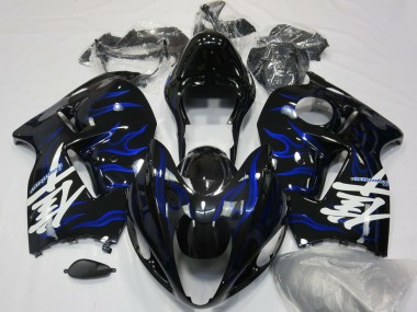 Cheap 1996-2007 Suzuki GSXR 1300 Motorcycle Fairings - Glossy Black Blue Flame