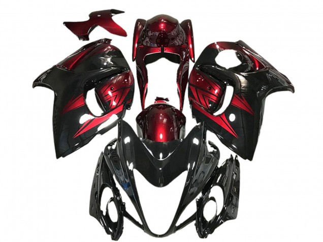 2008-2020 Suzuki GSXR 1300 Motorcycle Fairings - Glossy Black and Deep Red