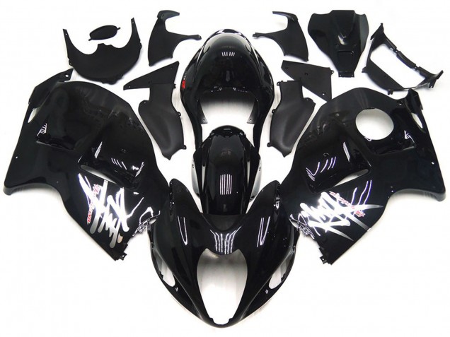 1996-2007 Suzuki GSXR 1300 Motorcycle Fairings - Glossy Black with Silver Decals