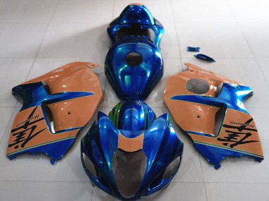 Cheap 1996-2007 Suzuki GSXR 1300 Motorcycle Fairings - Glossy Blue and Desert Tan