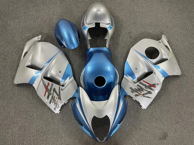 1996-2007 Suzuki GSXR 1300 Motorcycle Fairings - Glossy Light Blue and Silver