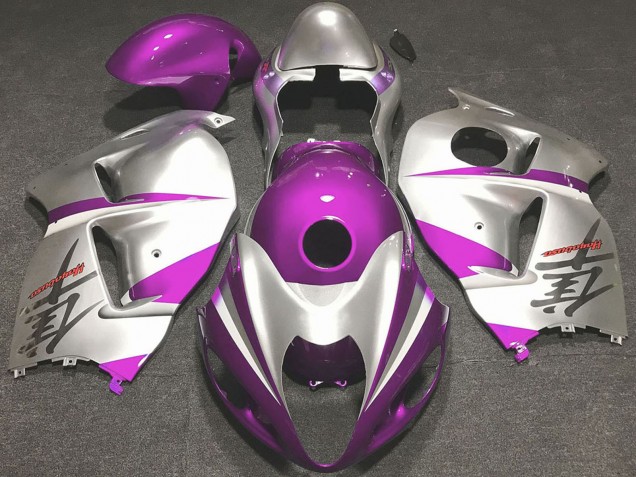 1996-2007 Suzuki GSXR 1300 Motorcycle Fairings - Glossy Pink and Silver