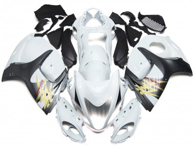 Cheap 2008-2020 Suzuki GSXR 1300 Motorcycle Fairings - Glossy White with Silver Style