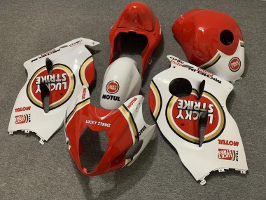 Cheap 1996-2007 Suzuki GSXR 1300 Motorcycle Fairings - White Red Lucky Strike