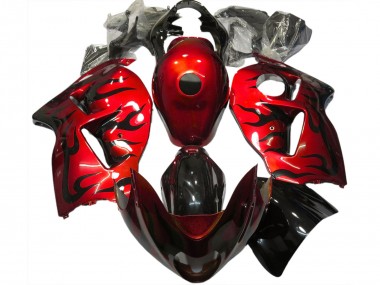 Cheap 1996-2007 Suzuki GSXR 1300 Motorcycle Fairings - Red Black Flame