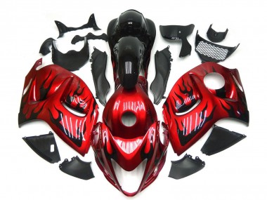 Cheap 2008-2020 Suzuki GSXR 1300 Motorcycle Fairings - Red with Black Flame