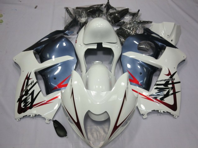 1996-2007 Suzuki GSXR 1300 Motorcycle Fairings - White and Dusty Blue
