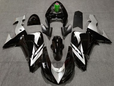 Cheap 2006-2007 Kawasaki ZX10R Motorcycle Fairings - Glossy Black Silver