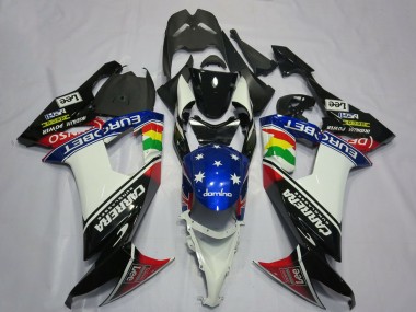 Cheap 2008-2010 Kawasaki ZX10R Motorcycle Fairings - Glossy Black White Blue Red Eurobet Lee Carrera Star