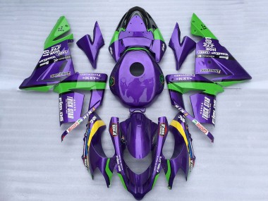 Cheap 2004-2005 Kawasaki ZX10R Motorcycle Fairings - Green Purple Trick Star