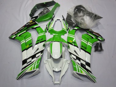 Cheap 2011-2015 Kawasaki ZX10R Motorcycle Fairing - White Green Yellow Black Maxxis Dunlop