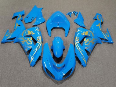 Cheap 2006-2007 Kawasaki ZX10R Motorcycle Fairings - Light Blue Gold
