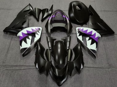 Cheap 2004-2005 Kawasaki ZX10R Motorcycle Fairings - Matte Black and Purple Shark