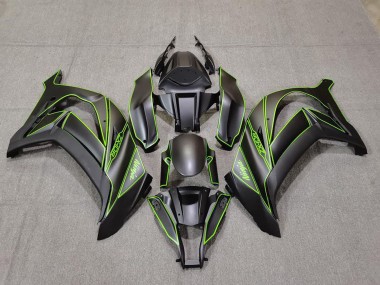 Cheap 2011-2015 Kawasaki ZX10R Motorcycle Fairings - Matte Black Green Lining