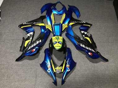 Cheap 2016-2020 Kawasaki ZX10R Motorcycle Fairings - Metallic Blue Yellow Shark 46