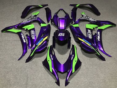 Cheap 2016-2020 Kawasaki ZX10R Motorcycle Fairings - Purple Green White Trick Star Eva Racing