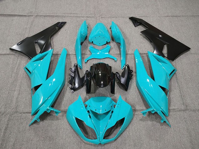 2009-2012 Kawasaki ZX6R Motorcycle Fairing Kits - Blue Glossy Black