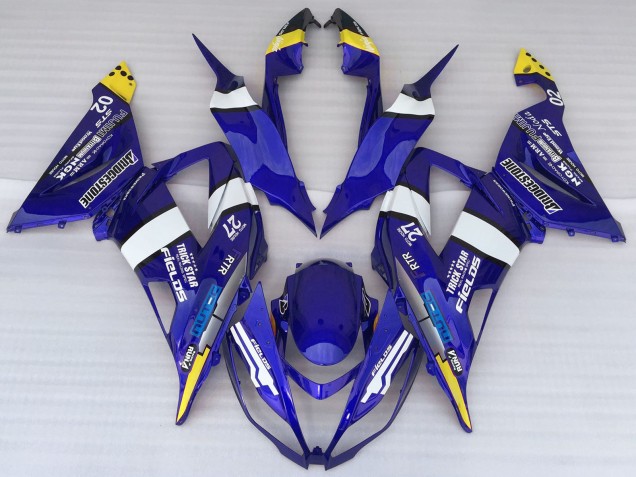2013-2018 Kawasaki ZX6R Motorcycle Fairings - Blue White Yellow Trick Star Bridgestone