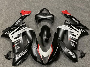 Cheap 2007-2008 Kawasaki ZX6R Motorcycle Fairings - Custom Matte Black White Red