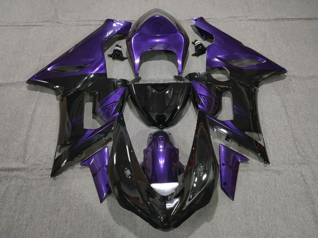 2005-2006 Kawasaki ZX6R Motorcycle Fairings - Purple Glossy Black