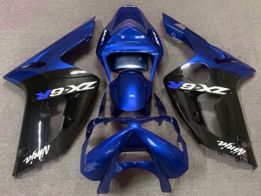 Cheap 2003-2004 Kawasaki ZX6R Motorcycle Fairings - Blue Glossy Black