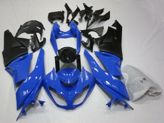2009-2012 Kawasaki ZX6R Motorcycle Fairings - Blue Glossy Black Matte Black