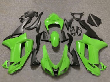 Cheap 2007-2008 Kawasaki ZX6R Motorcycle Fairings - Glossy Green and Matte Black