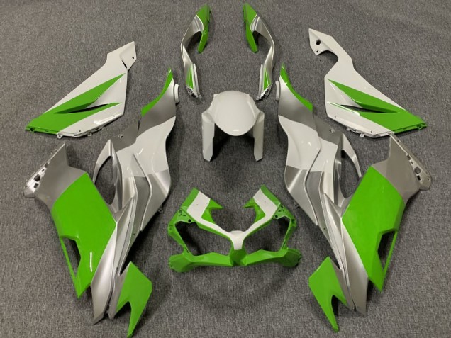 2019-2022 Kawasaki ZX6R Motorcycle Fairings - White Silver Green