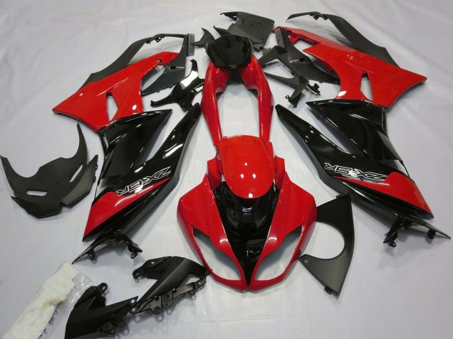 2009-2012 Kawasaki ZX6R Motorcycle Fairings - Red Glossy Black