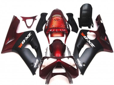 Cheap 2003-2004 Kawasaki ZX6R Motorcycle Fairings - Maroon Red Matte Black