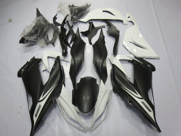 2013-2018 Kawasaki ZX6R Motorcycle Fairings - White Matte Black