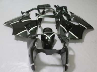 Cheap 2000-2002 Kawasaki ZX6R Motorcycle Fairings - Glossy Black White