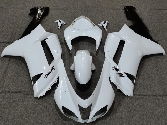 2007-2008 Kawasaki ZX6R Motorcycle Fairings - Plain White Gloss