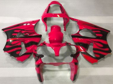 Cheap 2000-2002 Kawasaki ZX6R Motorcycle Fairings - Red Black Flame
