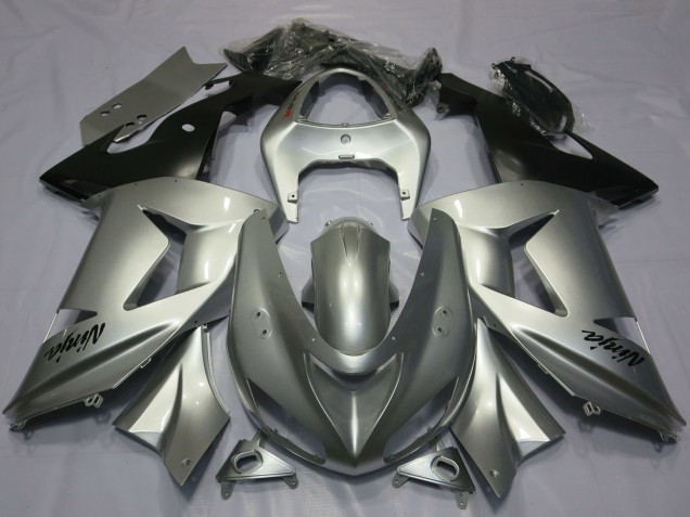 2003-2004 Kawasaki ZX6R Motorcycle Fairings - Silver