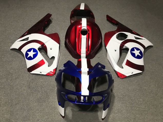 2002-2006 Kawasaki ZX12R Motorcycle Fairings - Red Blue White Star Captain America