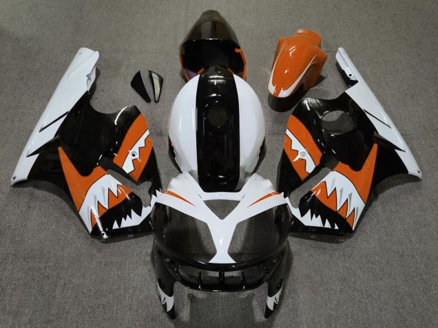 2002-2006 Kawasaki ZX12R Motorcycle Fairings - Orange Black White Shark