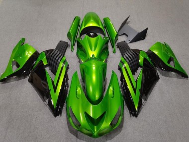 Cheap 2006-2011 Kawasaki ZX14R Motorcycle Fairings - Green Glossy Black