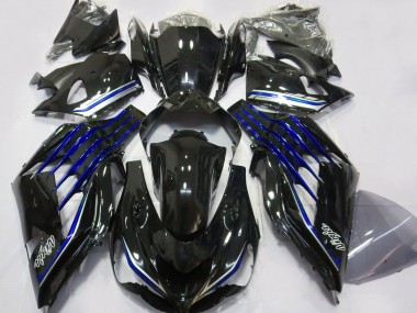 Cheap 2012-2024 Kawasaki ZX14R Motorcycle Fairings - Glossy Black Blue