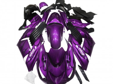 Cheap 2006-2011 Kawasaki ZX14R Motorcycle Fairings - Purple Black Flame White Ninja