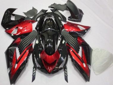 Cheap 2006-2011 Kawasaki ZX14R Motorcycle Fairings - Red Glossy Black Stripe