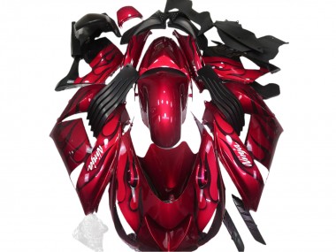 Cheap 2006-2011 Kawasaki ZX14R Motorcycle Fairings - Red Black Flame White Ninja