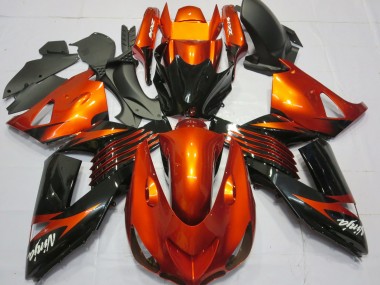 Cheap 2006-2011 Kawasaki ZX14R Motorcycle Fairings - Orange Glossy Black