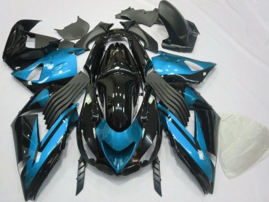 Cheap 2006-2011 Kawasaki ZX14R Motorcycle Fairings - Light Blue Glossy Black