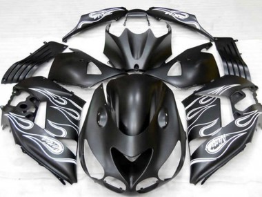 Cheap 2006-2011 Kawasaki ZX14R Motorcycle Fairings - Matte Black Silver Flame